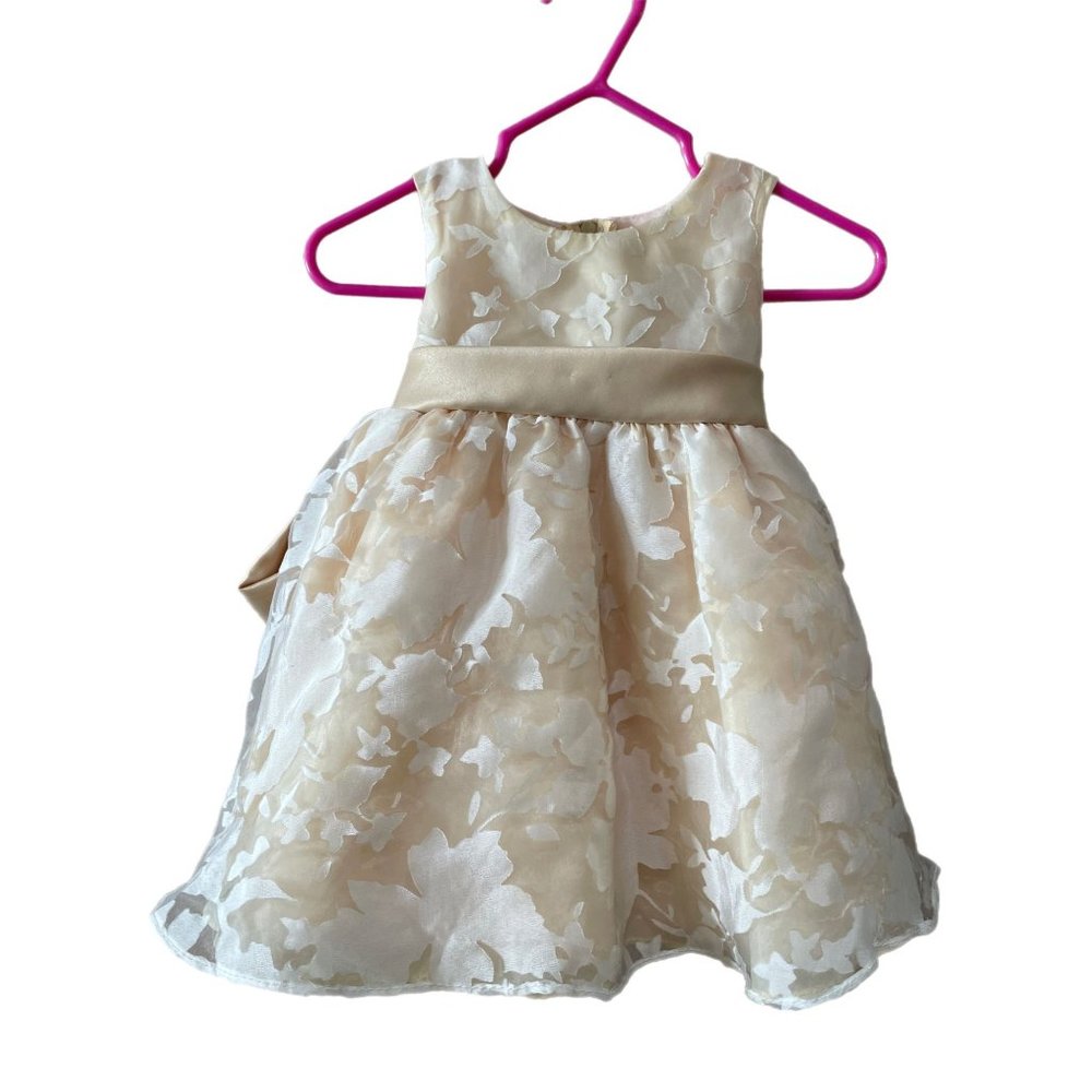 Crayon Kids Vintage Sheer Overlay Floral Dress Size 6-9 Months Made in USA RARE